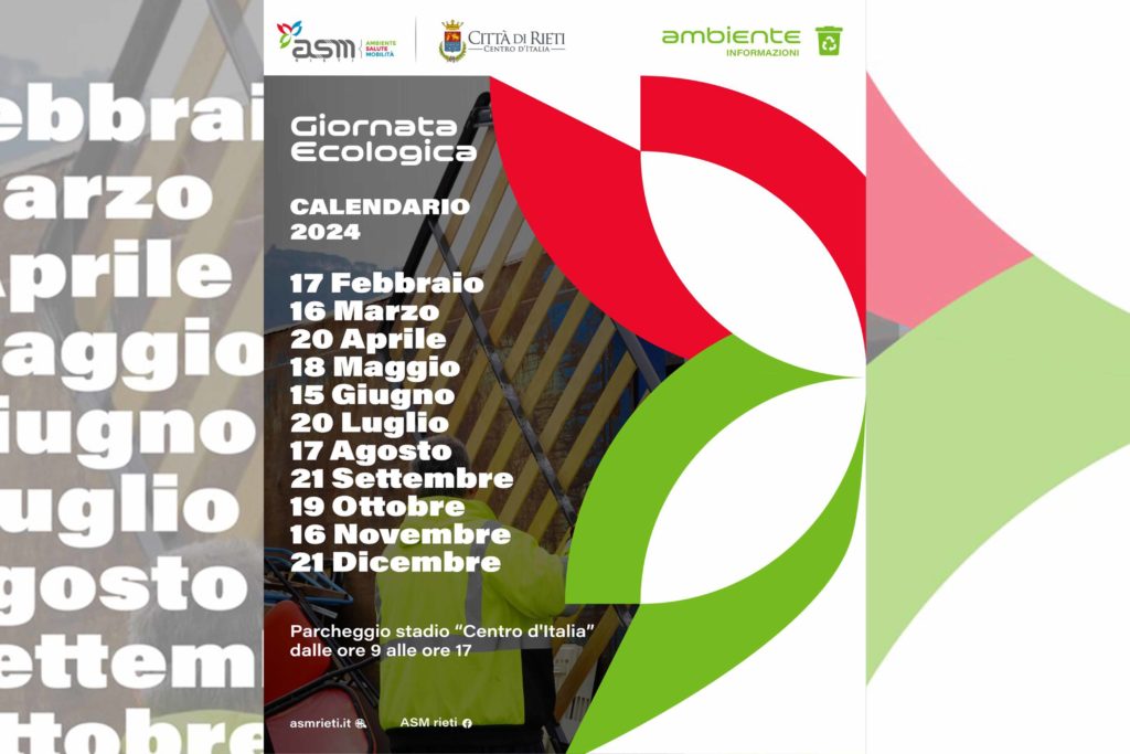 Calendario 2024 delle giornate ecologiche di Asm e Comune di Rieti